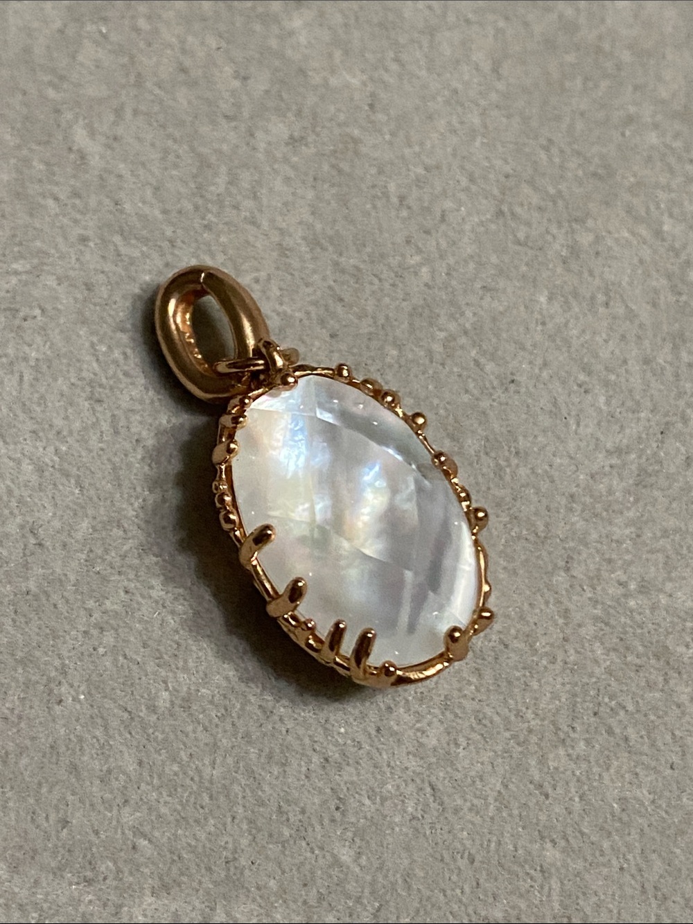 Kendra Scott Gold Pendant with Iridescent White Stone